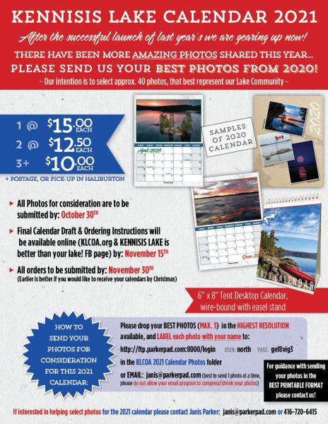 Kennisis Lake Calendar 2021